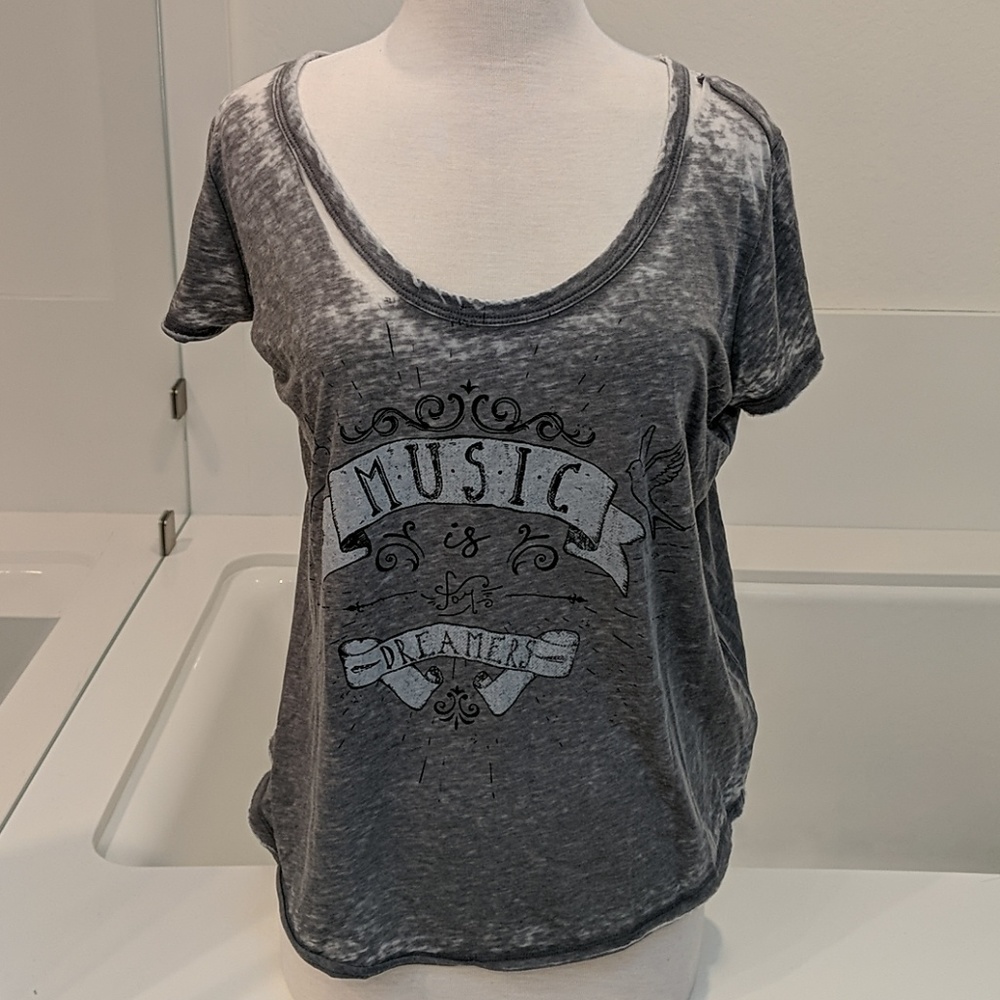 William Rast gray distressed t-shirt size large